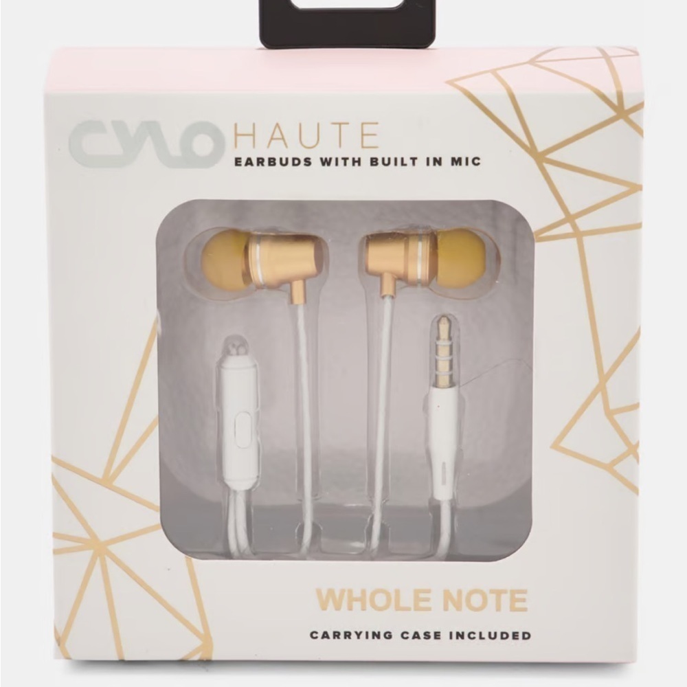 Cylo
Haute Aux Earbuds With Carrying Case,‎ Gold and White